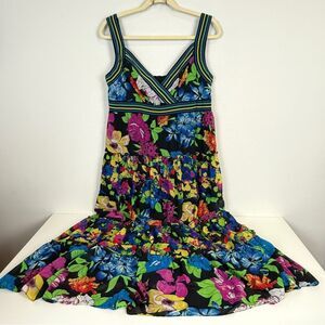 Jones New York Colorful Floral Tiered Midi Dress 12
